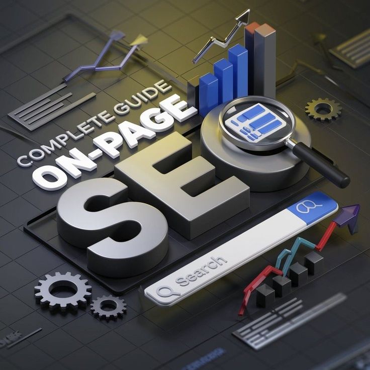 SEO optimization concept showing on-page SEO, website ranking improvement, and search engine optimization tools