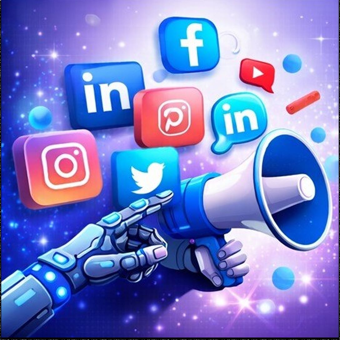 social media marketing concept with platforms like Facebook, Instagram, LinkedIn for audience engagement and brand promotion